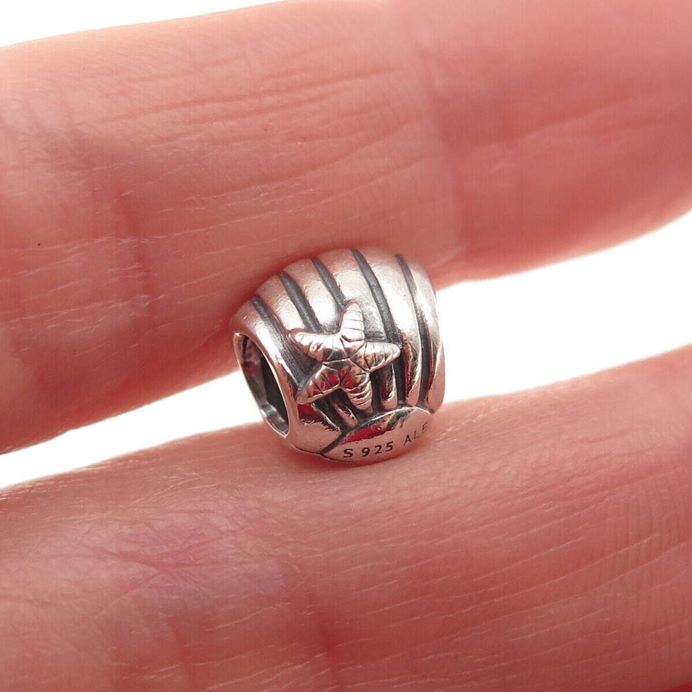 Pandora 925 Sterling Silver Seashell & Starfish Slide Bead Charm
